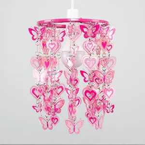 ValueLights Childrens Pink Ceiling Pendant Droplets Shade