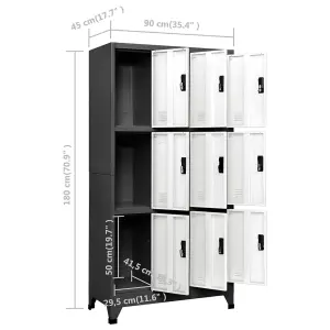 Berkfield Locker Cabinet Anthracite and White 90x45x180 cm Steel