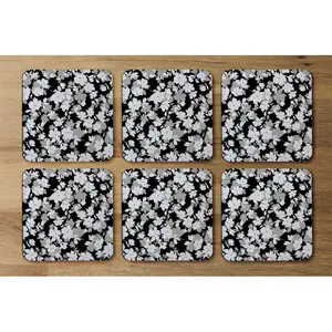 Square 6 Piece Coaster Set (Set of 6) Grey/White/Black