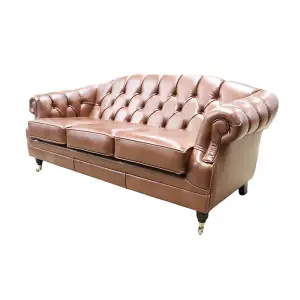 Chesterfield Handmade 3 Seater Sofa Settee Legacy Antique Whisky Leather In Victoria Style