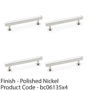 4 PACK - Straight Square Bar Pull Handle Polished Nickel 128mm Centres SOLID BRASS Drawer