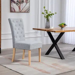 Set of 2 Pienza Fabric Dining Chairs - Light Grey