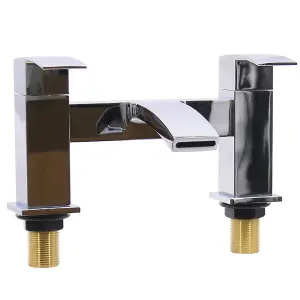 Rinse Bathrooms Bath Taps Chrome Waterfall Tub Taps Square Bathroom Bath Tap Brass Mixers