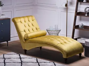 Velvet Chaise Lounge Mustard MURET