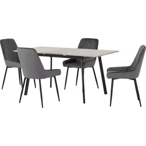 Raffaele 4 - Person Butterfly Leaf Dining Set Grey/Black