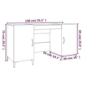 Berkfield Desk High Gloss White 140x50x75 cm Engineered Wood