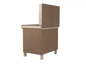 Wooden MDF Top Workbench With Lockable Cupboard (V.9) (H-90cm, D-70cm, L-90cm) with back panel and double shelf