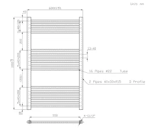 Right Radiators 1000x600 mm Straight Heated Towel Rail Radiator Bathroom Ladder Warmer Chrome