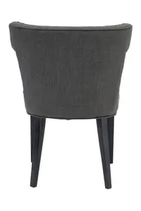 Fabric Upholstered Grey Plyester Dining Chair, Elegant Breakfast Room Chairs, High Back Dining Chair