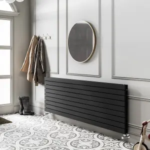 Porter Black Horizontal Double Flat Panel Radiator (W)1200mm x (H)612mm