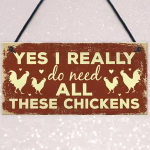 Red Ocean Funny Chicken Sign For Chicken Lovers Novelty Birthday Gift Sign For Chicken Coop Hen House Home Decor