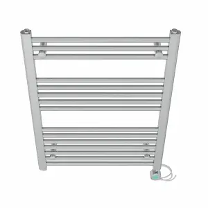 Right Radiators Prefilled Thermostatic Electric Heated Towel Rail Straight Bathroom Ladder Warmer - Chrome 800x600 mm