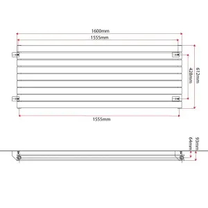 Porter White Double Horizontal Flat Panel Radiator - 1600x610mm