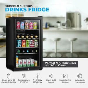 Subcold Super 85 LED Drinks Fridge - Black