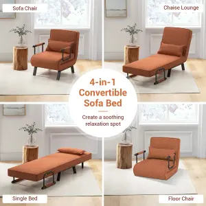 Costway Convertible Single Folding Sofa Bed Sleep Chair w/ 6 Positions Adjustable Backrest