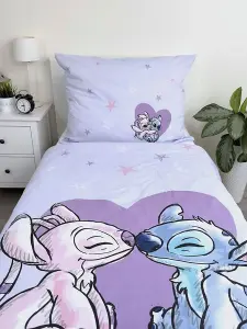 Disney Lilo and Stitch Heart Single Duvet Cover and Pillowcase Set - European Size