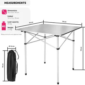 Camping Table - foldable aluminium, with transport bag - grey