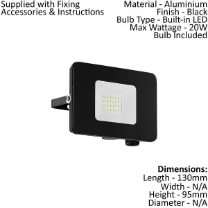 2 PACK IP65 Outdoor Wall Flood Light Black Adjustable 20W LED Porch Lamp