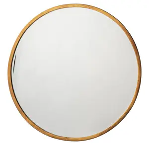 Thora Metal Flat Wall Mirror Higgins Round Mirror Antique Gold / 80cm H x 80cm W