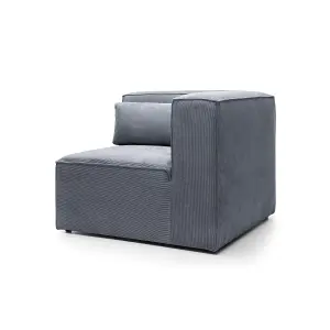 Doris Corner Unit Module in Dark Grey Cord Chenille