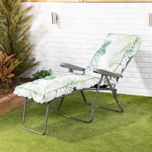 Alfresia Sun Lounger, Charcoal Frame with Bamboo Leaf Classic Cushion