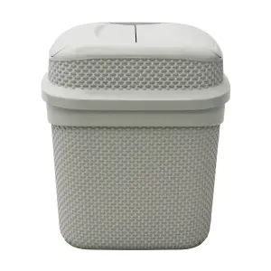 JVL Droplette Toilet Brush and Rectangular Lidded Bin - Ice Grey