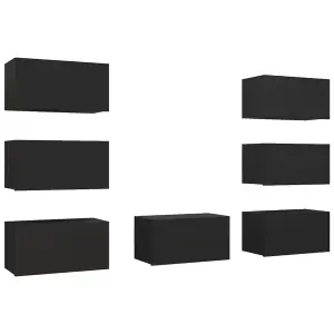 Berkfield TV Cabinets 7 pcs Black 30.5x30x60 cm Engineered Wood