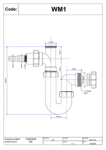 McAlpine WM1 75mm Water Seal Tubular Swivel 'P' Trap with 1.5" Multifit Outlet and inlet connection