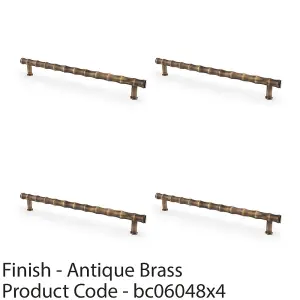 4 PACK - Bamboo T Bar Pull Handle - Antique Brass 224mm Centres SOLID BRASS Drawer Door