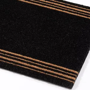 Astley Printed Latex Backed Coir 45x75cm Printed Black 4 Stripes Doormat