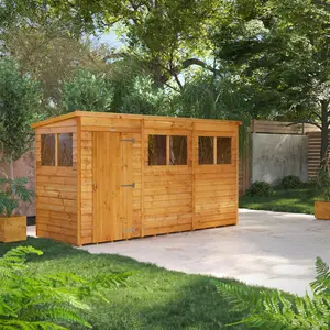 4.3 ft. W x 12.2 ft. D Solid Wood Overlap Pent Garden Shed