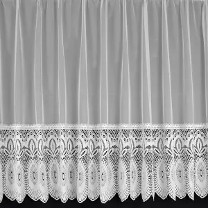 Home Curtains Lillian Macrame base Net 300w x 206d CM Cut Lace Panel White