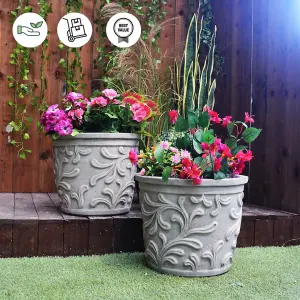 Pair of Large Wavy Leaves Flower Pots