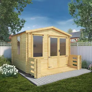 Mercia 11ft x 12ft Apex Log Cabin with Veranda (19mm)