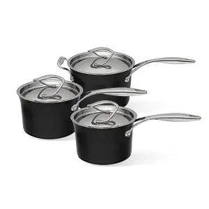 Circulon Style Black Anodized Aluminium Non-Stick 3-Piece Cookware Set 16cm, 18cm, 20cm