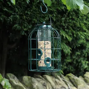 Metal Hanging Seed Feeder With Bird Cage With Squirrel Guard