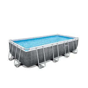 Bestway 16 x 8 x 48 Power Steel Rectangle Pool Set