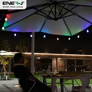 Solar RGB+WW (2 Way) String Lights with Remote, 10 Meters, 10 lamps, IP44