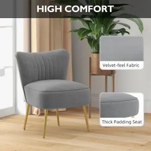 HOMCOM Set of 2 Accent Chairs Wingback Armless Chairs for Bedroom Grey