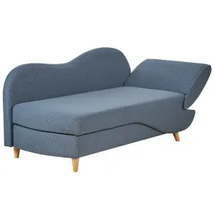 Right Hand Fabric Chaise Lounge with Storage Blue MERI II