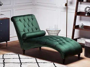 Velvet Chaise Lounge Dark Green MURET