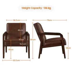 Yaheetech Dark Brown Extra-wide Faux Leather Accent Chair Wood Frame Armchair