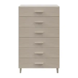 Atomia Freestanding Matt white oak effect 6 Drawer Chest of drawers (H)1125mm (W)750mm (D)450mm