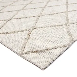 Cream Modern Luxurious Handmade  Geometric Easy to Clean Rug For Bedroom LivingRoom and Dining Room -240cm X 330cm