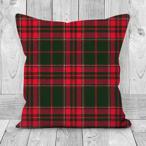 Printed Faux Suede Christmas Tartan Cushion 30cm x 30cm