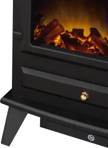 Adam Hudson Electric Stove in Black with Angled Stove Pipe