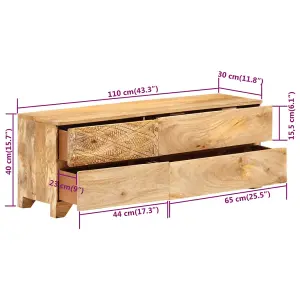 Berkfield TV Cabinet Solid Mango Wood 110x30x40 cm