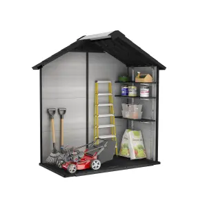 Keter Oakland Grey Plastic 2 door Shed with floor & 2 windows (Base included)