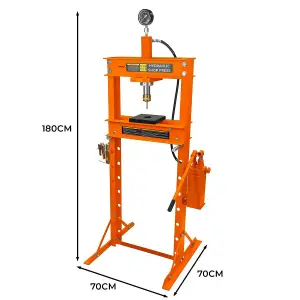 Hydraulic Shop Press 20 Ton Tonne Floor Mount Pressure Gauge Workshop Garage