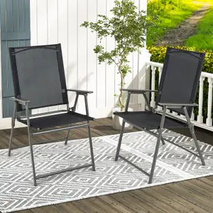 Costway 2 Pieces Patio Folding Chairs Outdoor Portable Dining Chairs with Armrests